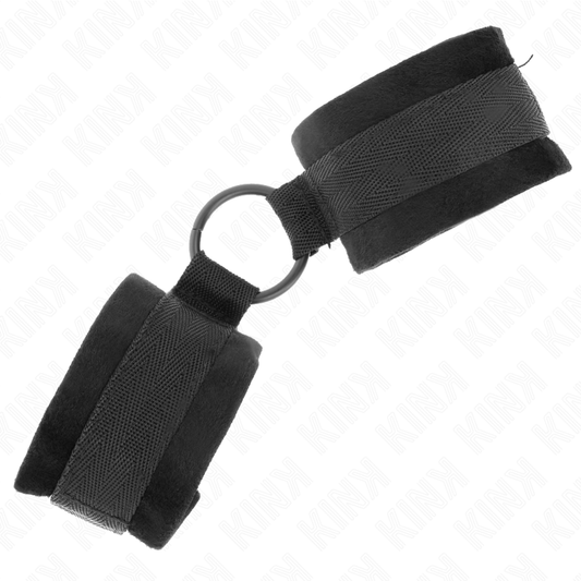 KINK - ESPOSAS DE PIEL PARA PRINCIPIANTES DE 25 CM CON ANILLA TÓRICA DE 4 CM, NEGRAS, AJUSTABLES DE 15 A 25 CM