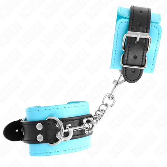 KINK - GANCHO DE MUÑECA CON FORRO DE PIEL AZUL AJUSTABLE 20-28 CM X 5,5 CM