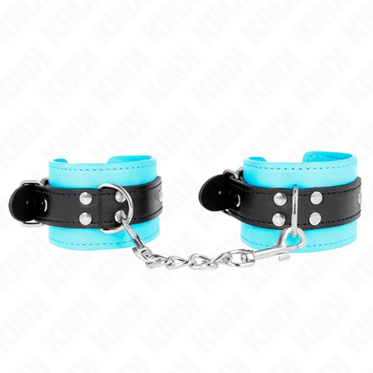 KINK - GANCHO DE MUÑECA CON FORRO DE PIEL AZUL AJUSTABLE 20-28 CM X 5,5 CM