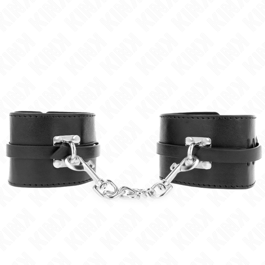 KINK - MUÑEQUERAS DE LUJO NEGRAS CON BLOQUEO AJUSTABLE 14,5-21 CM X 6 CM