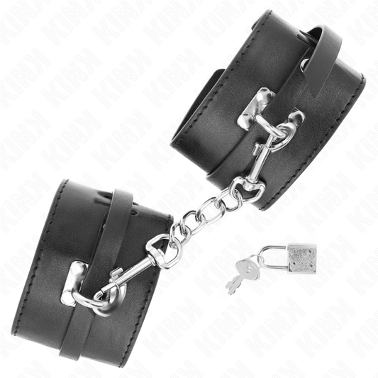 KINK - MUÑEQUERAS DE LUJO NEGRAS CON BLOQUEO AJUSTABLE 14,5-21 CM X 6 CM