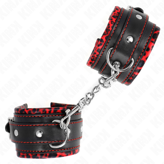 KINK - FORRO DE CUERO ROJO/NEGRO AJUSTABLE A LA MUÑECA 17-29 CM X 6 CM
