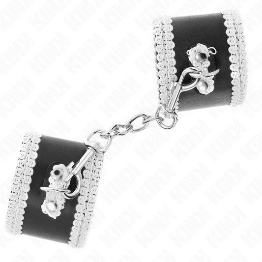 KINK - MUÑECA NEGRA CON ENCAJE AJUSTABLE DECORADO EN BLANCO 20-23 CM X 5,5 CM