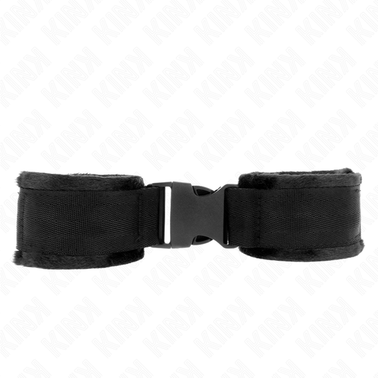KINK - RESTRICCIONES DE MUÑECA DE NYLON CON GANCHO Y BUCLE ROJO-NEGRO MODELO 1 AJUSTABLE 25-35 CM X 6 CM