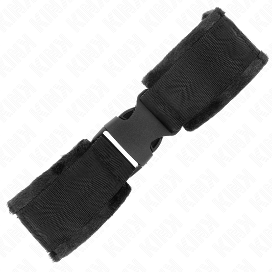 KINK - RESTRICCIONES DE MUÑECA DE NYLON CON GANCHO Y BUCLE ROJO-NEGRO MODELO 1 AJUSTABLE 25-35 CM X 6 CM