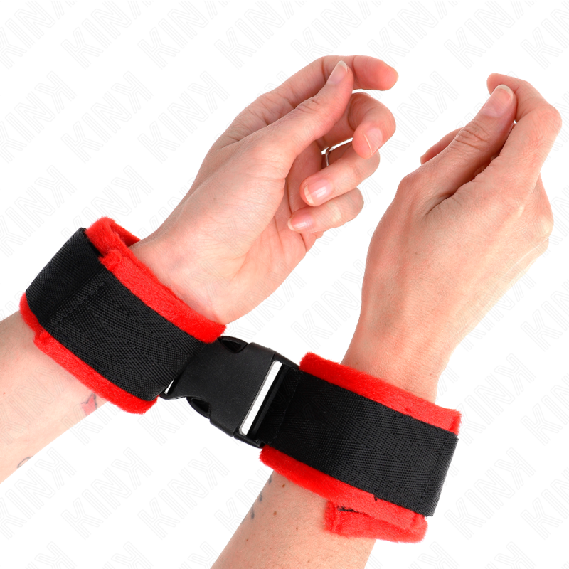 KINK - RESTRICCIONES DE MUÑECA DE NYLON CON GANCHO Y BUCLE NEGRO MODELO 1 AJUSTABLE 25-35 CM X 6 CM