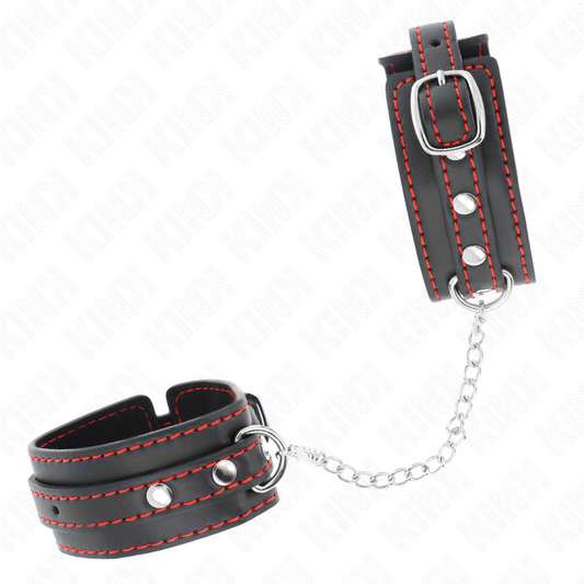 KINK - PUÑOS PEQUEÑOS NEGROS CON FORRO ROJO AJUSTABLES 14-24 CM X 3,5 CM