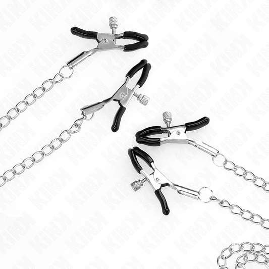 KINK - 4 PINZAS AJUSTABLES PARA PEZONES Y CLÍTORIS PLATEADAS