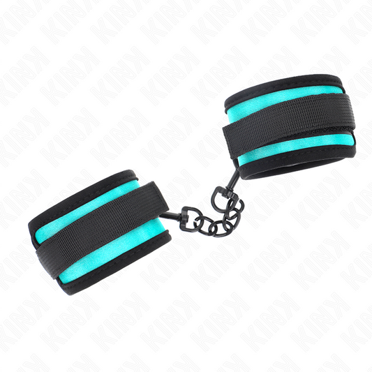 KINK - GARANTÍA DE MUÑECA DE NYLON CON GANCHO Y BUCLE, NEGRO-AZUL, AJUSTABLE 18-32 CM X 5 CM