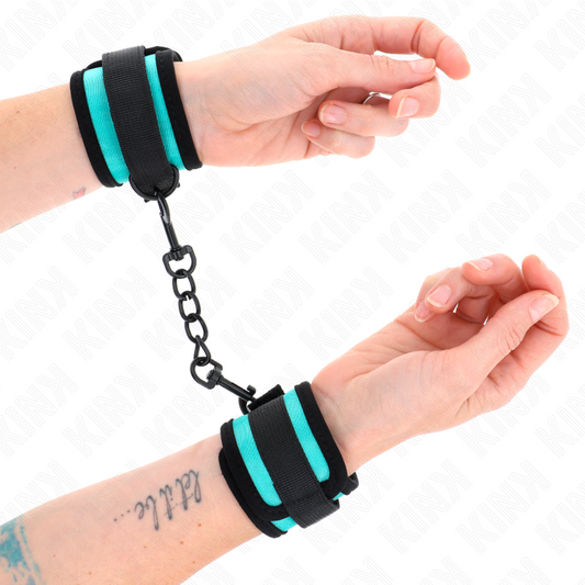 KINK - GARANTÍA DE MUÑECA DE NYLON CON GANCHO Y BUCLE, NEGRO-AZUL, AJUSTABLE 18-32 CM X 5 CM