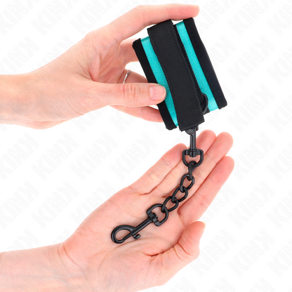 KINK - GARANTÍA DE MUÑECA DE NYLON CON GANCHO Y BUCLE, NEGRO-AZUL, AJUSTABLE 18-32 CM X 5 CM