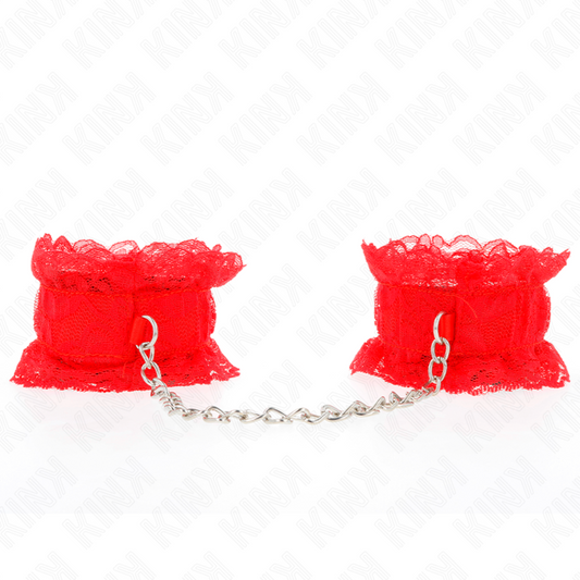 KINK - PUÑOS ELÁSTICOS DE ENCAJE ROJO
