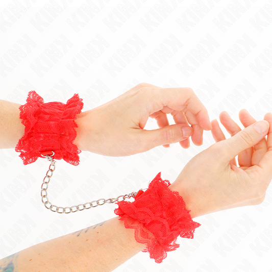 KINK - PUÑOS ELÁSTICOS DE ENCAJE ROJO