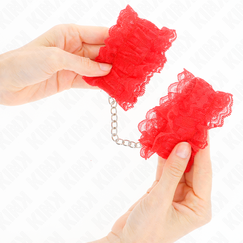 KINK - PUÑOS ELÁSTICOS DE ENCAJE ROJO