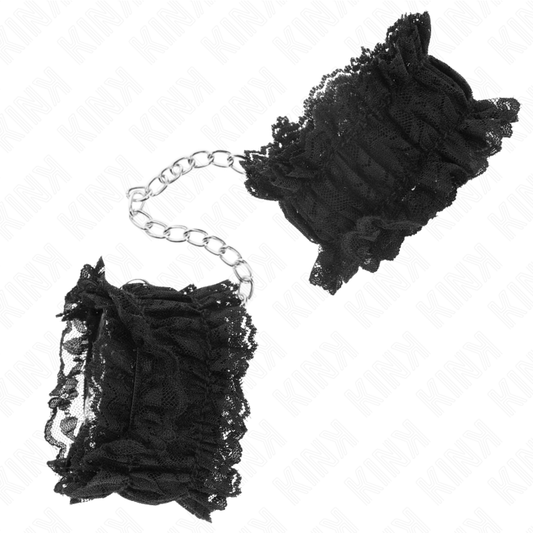 KINK - SUJECIONES DE MUÑECA ELÁSTICAS DE ENCAJE NEGRO