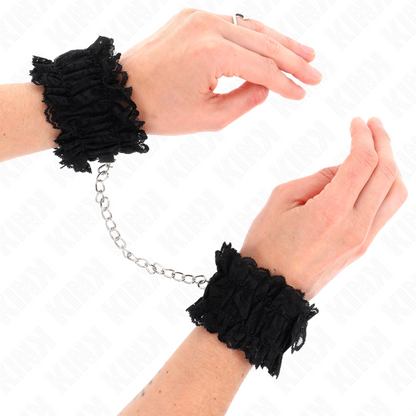 KINK - SUJECIONES DE MUÑECA ELÁSTICAS DE ENCAJE NEGRO