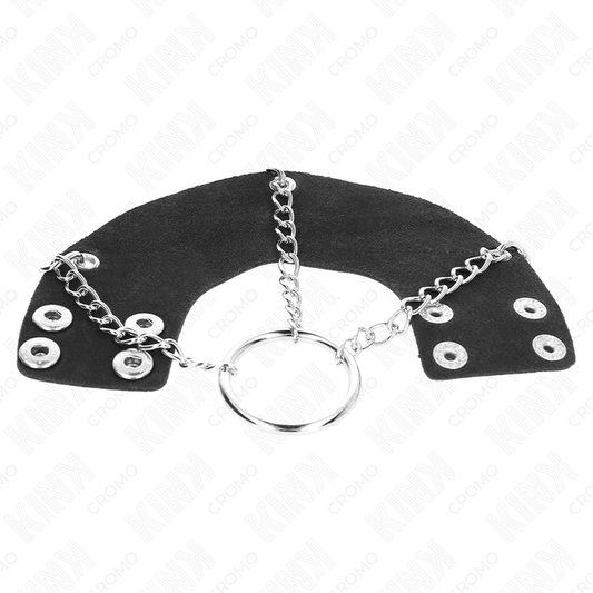 KINK - ANILLO PARA PENE DE 4 CM CADENA DE METAL DE 7 CM CON CINTURÓN DE CUERO