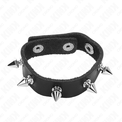 KINK - ANILLO DE CUERO PARA EL PENE CON CIERRE A PRESIÓN FORRO ROJO 21 X 1,5 CM