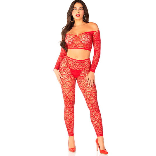 LEG AVENUE - TOP CORTO + CALCETINES ROJOS TALLA ÚNICA