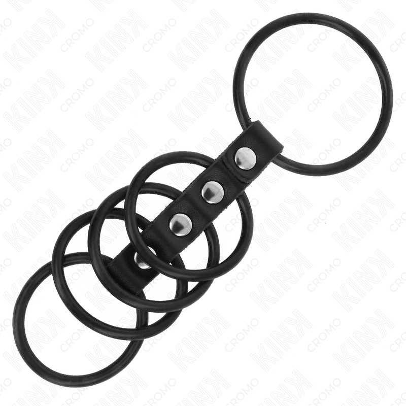 KINK - 5 ANILLOS DE SILICONA DE 3,8 CM A 4,8 CM CONECTADOS POR CUERO