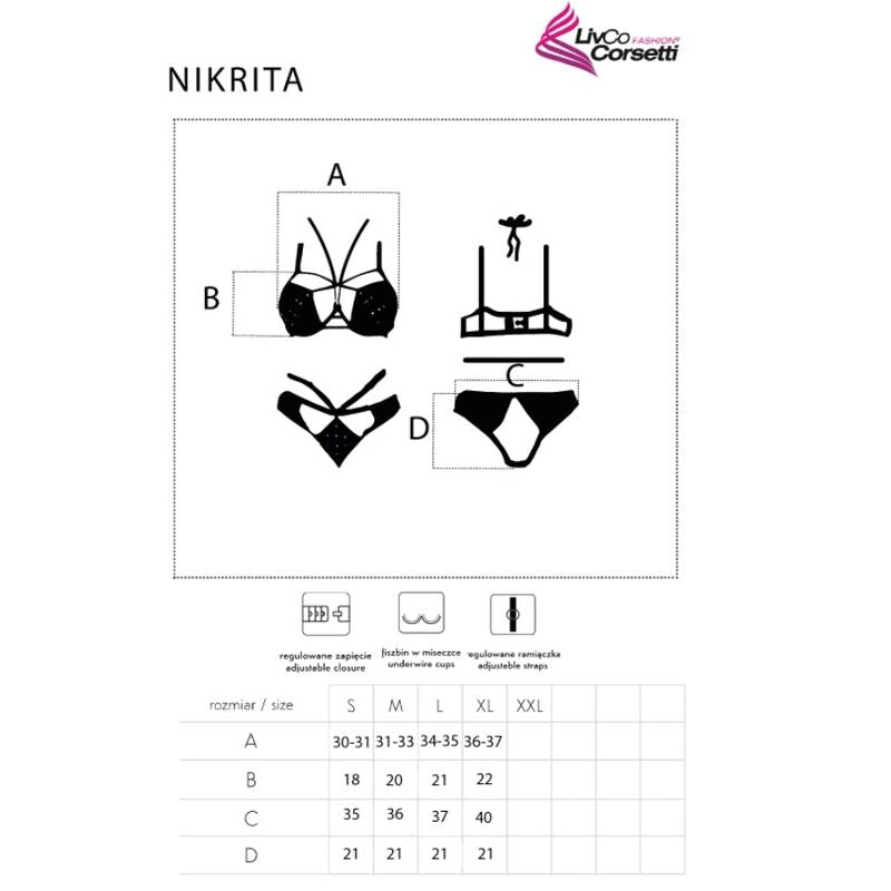 LIVCO CORSETTI FASHION - NIKRITA LC 90674 SUJETADOR + BRAGAS NEGRO S