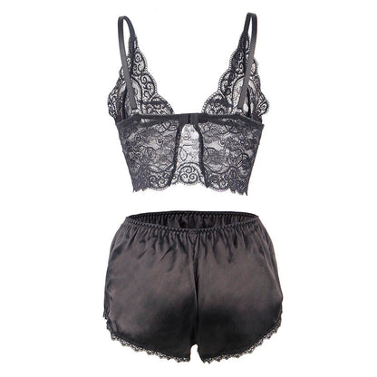 SUBBLIME - 953911 CAMISÓN DE SEDA Y ENCAJE + BRAGUITA NEGRA S/M