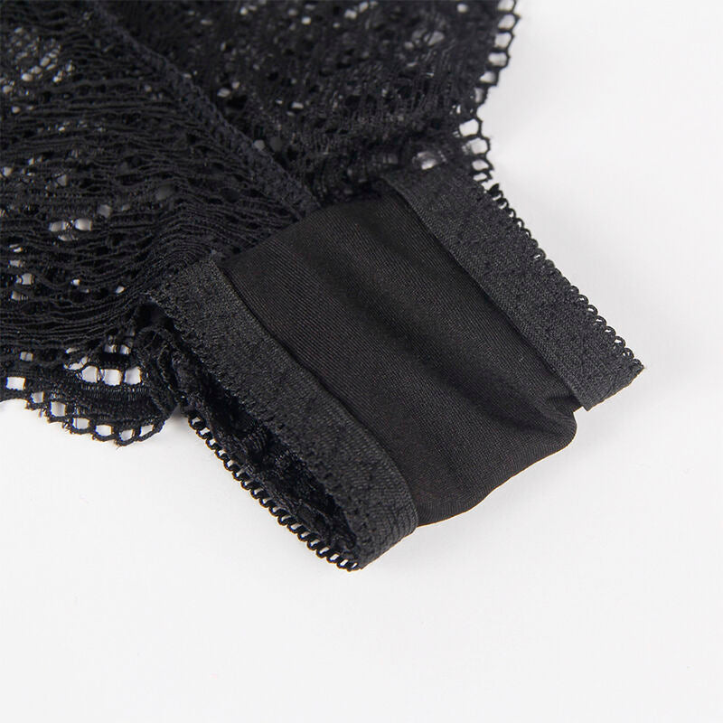 SUBBLIME - 953911 CAMISÓN DE SEDA Y ENCAJE + BRAGUITA NEGRA S/M