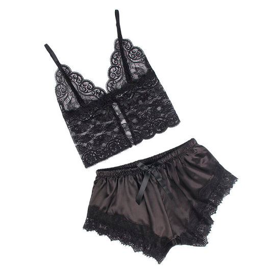SUBBLIME - 953942 SUÉTER CASUAL DE SEDA + PANTALÓN DE ENCAJE NEGRO L/XL
