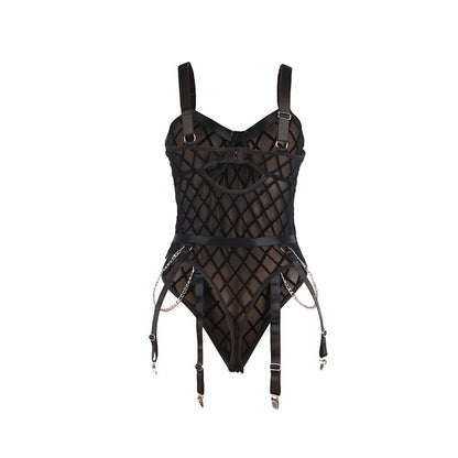 SUBBLIME - 9542277 BODY CON CADENAS + LIGUERO NEGRO L/XL