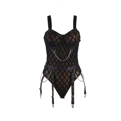 SUBBLIME - 9542277 BODY CON CADENAS + LIGUERO NEGRO L/XL