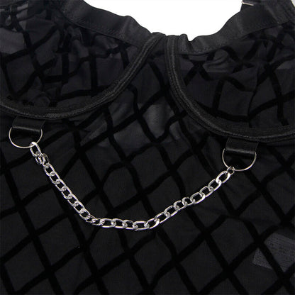 SUBBLIME - 9542277 BODY CON CADENAS + LIGUERO NEGRO L/XL