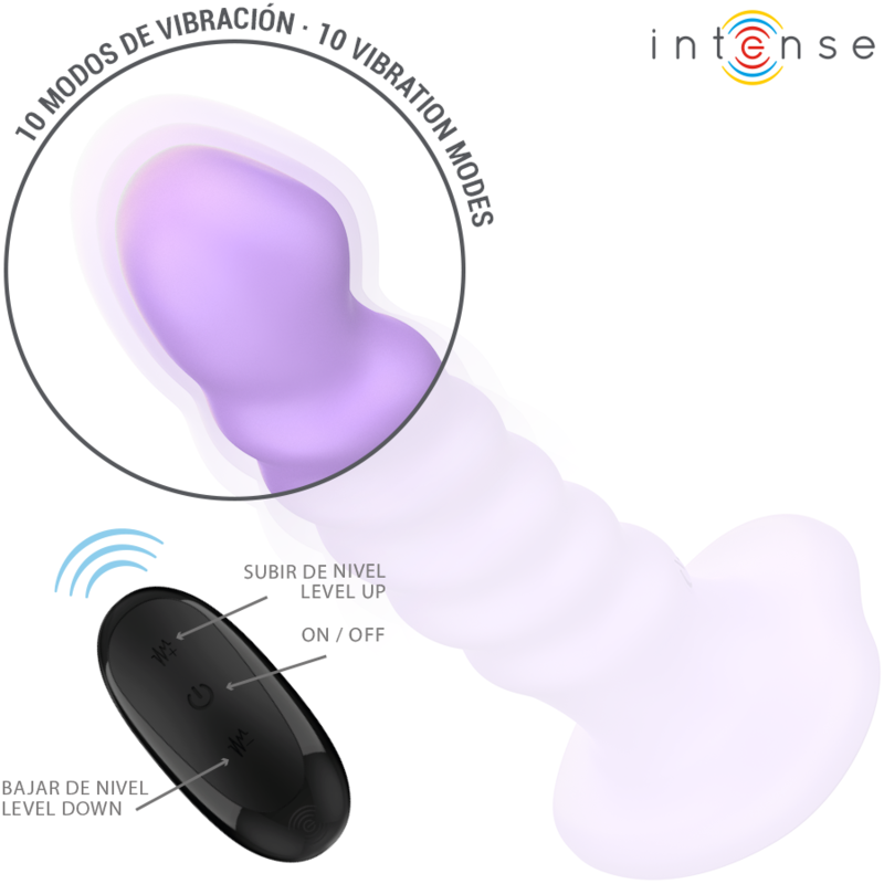 INTENSE - VIBRADOR BRENDA TALLA M DISEÑO ESPIRAL 10 VIBRACIONES CONTROL REMOTO MORADO