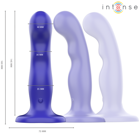 INTENSE - VIBRADOR CORTO CON VENTOSA AZUL CONTROL REMOTO