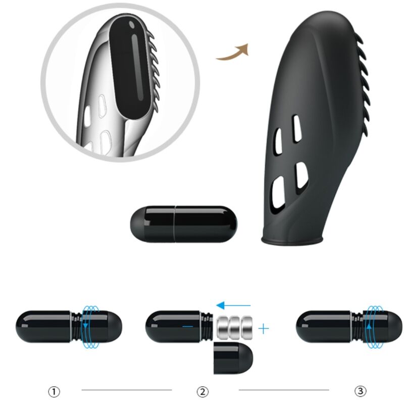 PRETTY LOVE - VIBRADOR DE DEDO DE SILICONA GILO NEGRO