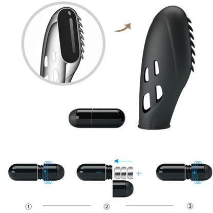 PRETTY LOVE - VIBRADOR DE DEDO DE SILICONA GILO NEGRO