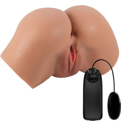 CRAZY BULL - VIBRADOR HAILEY BUTT CON VAGINA Y ANO REALISTAS MULATA CONTROL REMOTO