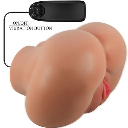 CRAZY BULL - VIBRADOR LUNA BUTT CON VAGINA Y ANO REALISTAS CONTROL REMOTO CARNE
