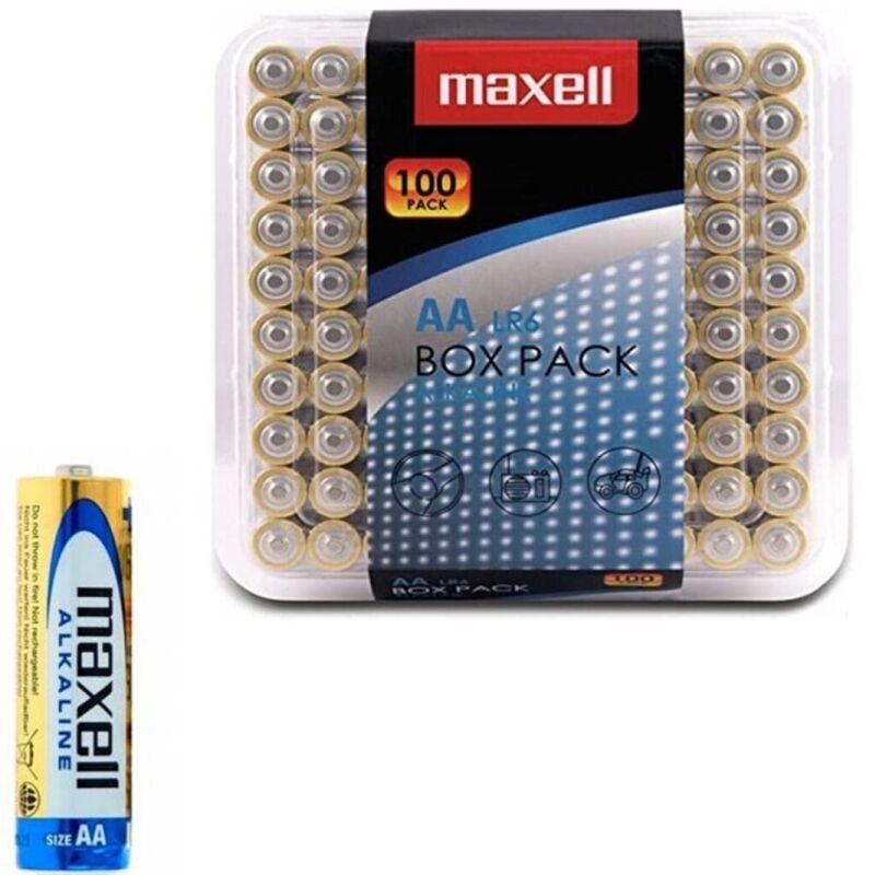 MAXELL - PAQUETE DE PILAS ALCALINAS AA LR6*100 PILAS