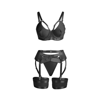 SUBBLIME - 955236 CONJUNTO DE SUJETADOR BONDAGE NEGRO CON LIGUERO S/M