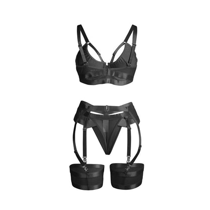 SUBBLIME - 955236 CONJUNTO DE SUJETADOR BONDAGE NEGRO CON LIGUERO S/M