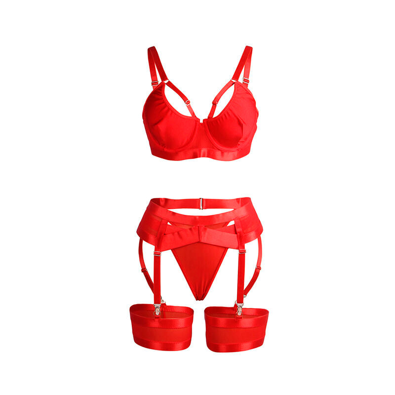 SUBBLIME - 955267 Conjunto de sujetador y liga rojo con liga L/XL