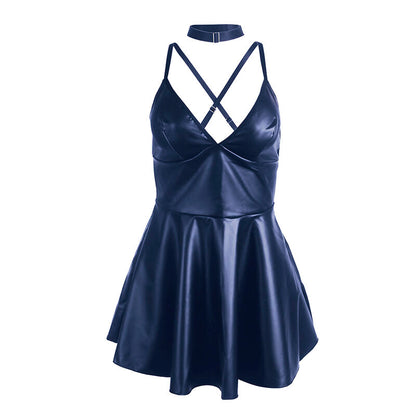 SUBBLIME - 955427 VESTIDO COM ALÇAS DE COURO AZUL L/XL