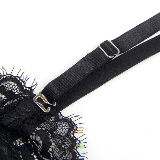 SUBBLIME - 955502 LACE BODYSUIT WITH TIES AND GARTERS BLACK L/XL
