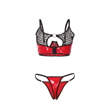 SUBBLIME - 955533 CONJUNTO DE SUJETADOR DE CUERO ROJO CON CREMALLERA DE MALLA S/M