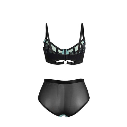 SUBBLIME - 955564 CONJUNTO DE SUJETADOR DE CUERO VERDE CON CREMALLERA DE MALLA L/XL