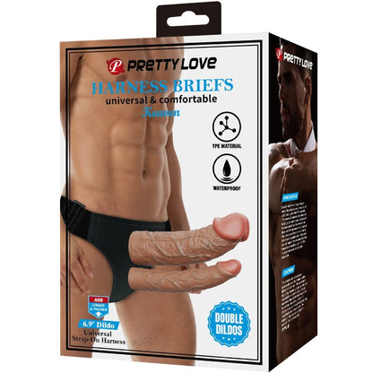 PRETTY LOVE - KEAVEN HARNESS BRIEFS DILDO DOBLE UNIVERSAL Y CÓMODO