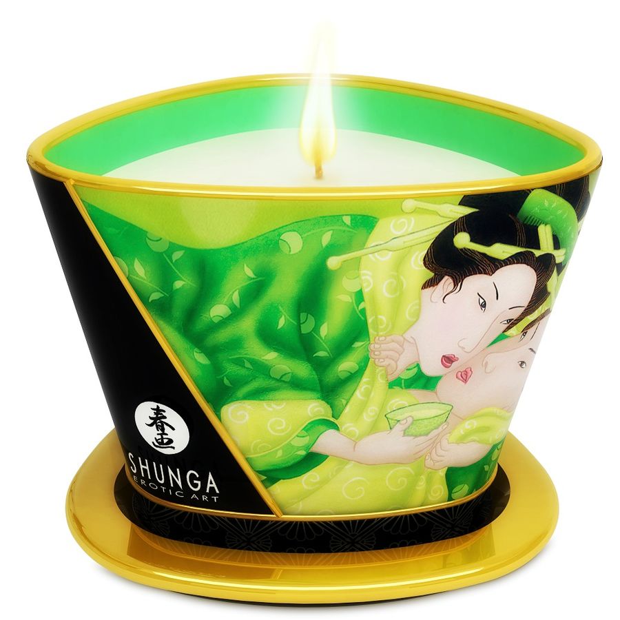 SHUNGA - MINI CARESS BY CANDELIGHT VELA DE MASAJE VERDE 170 ML