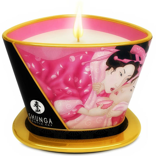 SHUNGA - MINI CARESS BY CANDELIGHT VELA DE MASAJE AFRODISÍACO ROSAS 170 ML