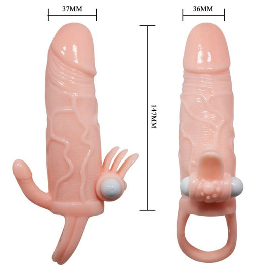 BAILE - BRAVE MAN FUNDA PARA PENE CON ESTIMULACIÓN ANAL Y CLÍTORIS CARNE 16,5 CM