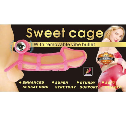 BAILE - DULCE FUNDA Y ANILLO DE SILICONA 10 RITMOS PARA EL PENE ROSA